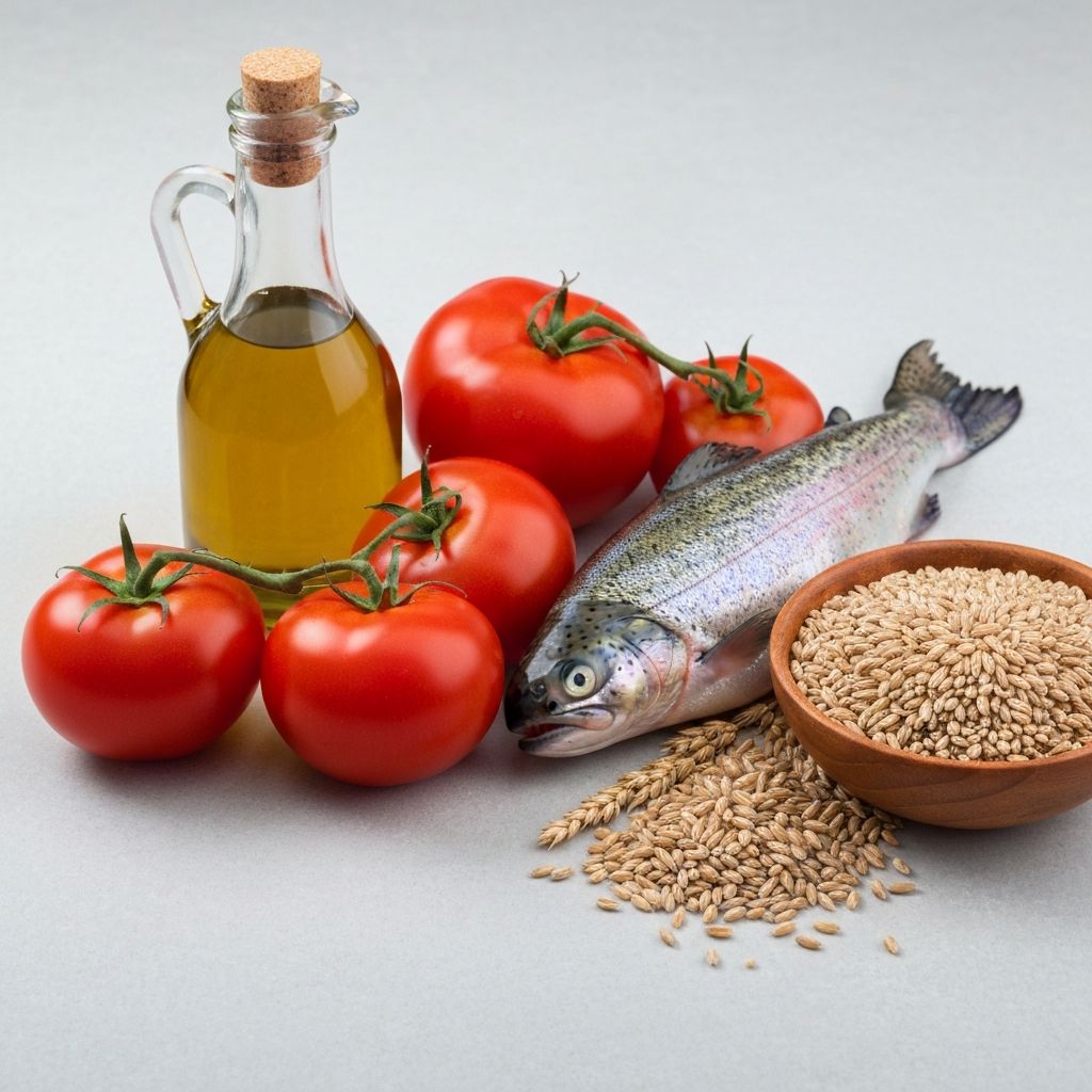 Mediterranean ingredients representing energy balance